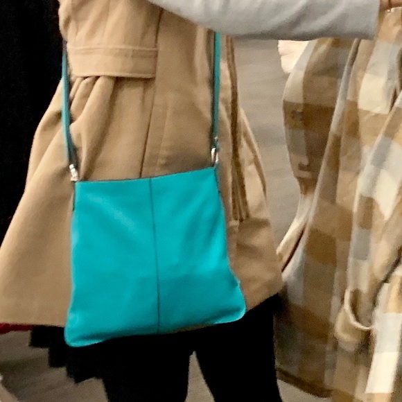 Turquoise Italian Leather Crossbody - Picture 8 of 9